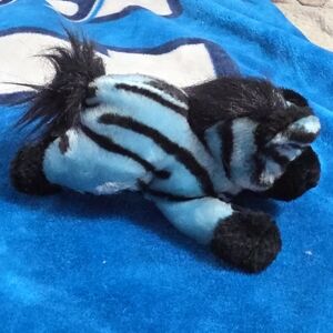 Blue & Black Plush Zebra Stuffed Animal